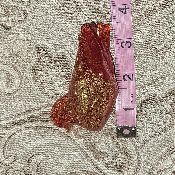 Elegant Glass Bird Figurine - Orange and Gold - Picture 8 of 8